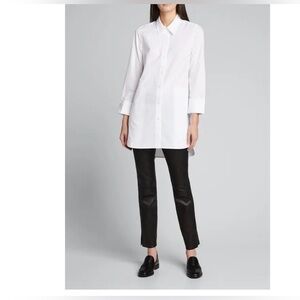 Lafayette 148 New York Wilkes Italian Sculpted Button Up Shirt Tunic Sz S